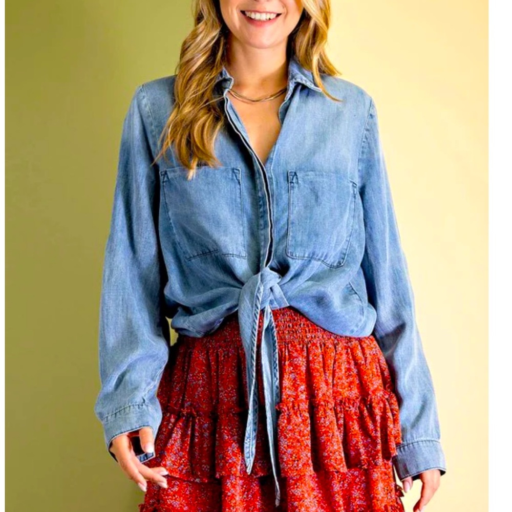 NWT Denim Tie Front Shirt